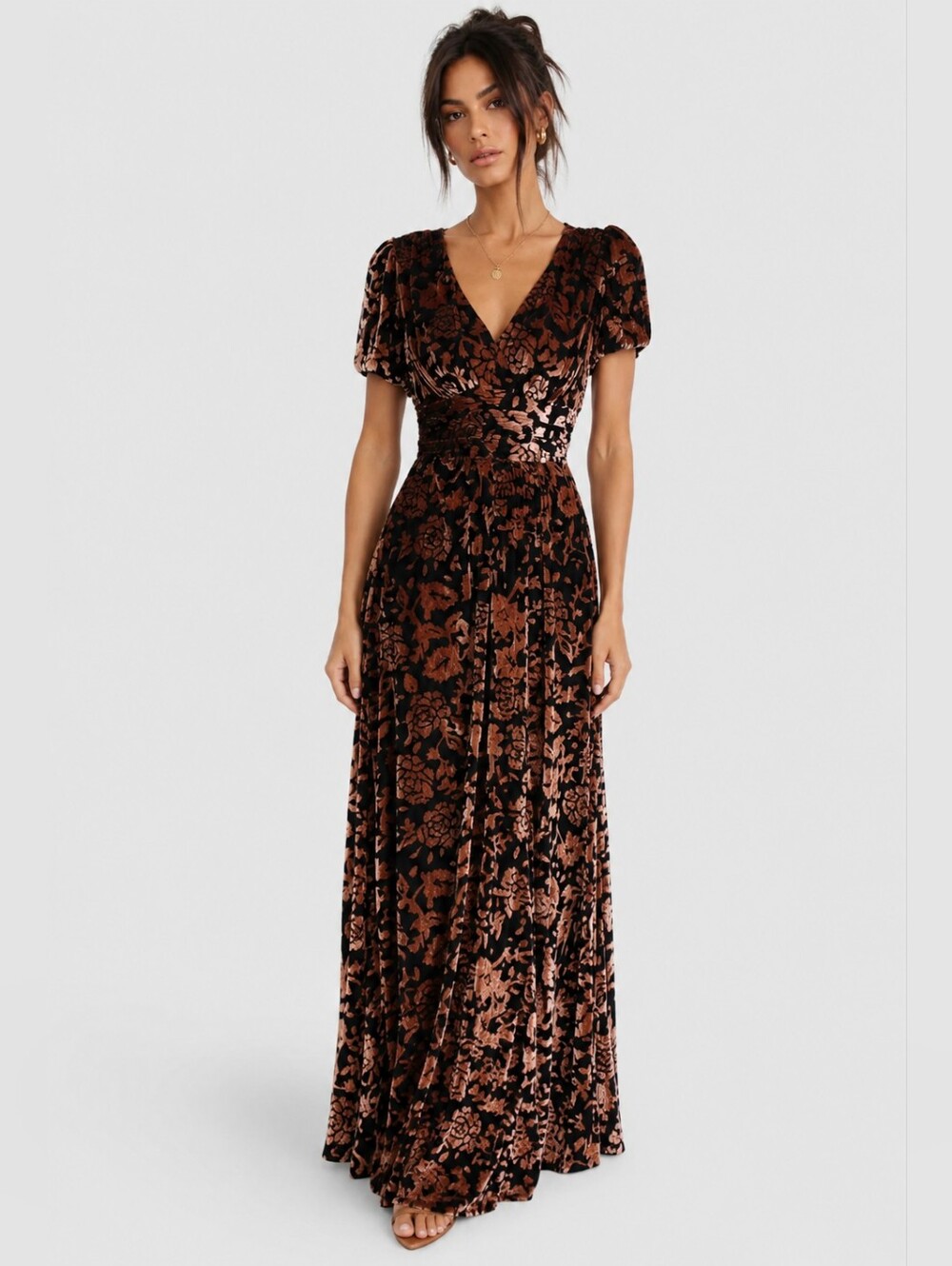 Baltic Born Leslie Velvet Maxi Dress Whimsigoth Dark Romantic Bronze Black Small